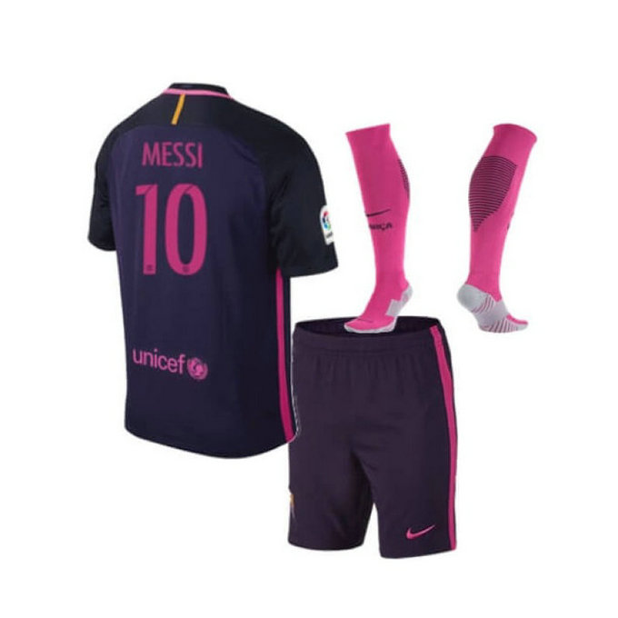 Ensemble Barcelone Enfant MESSI 2016/2017 Maillot Short Chaussettes Extérieur