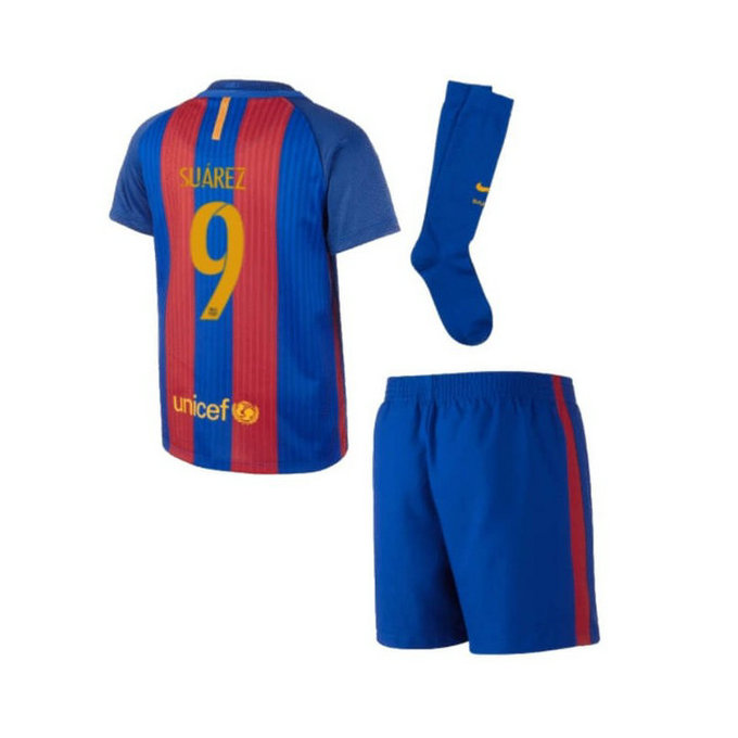 Ensemble Barcelone Enfant SUAREZ 2016/2017 Maillot Short Chaussettes Domicile