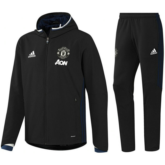 Survetement Manchester United 2016/2017 Capuche Noir Destockage