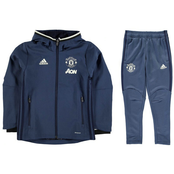 Survetement Manchester United Enfant 2016/2017 Capuche Bleu