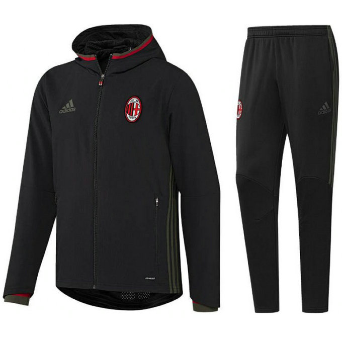 Survetement Milan Ac 2016/2017 Capuche Noir